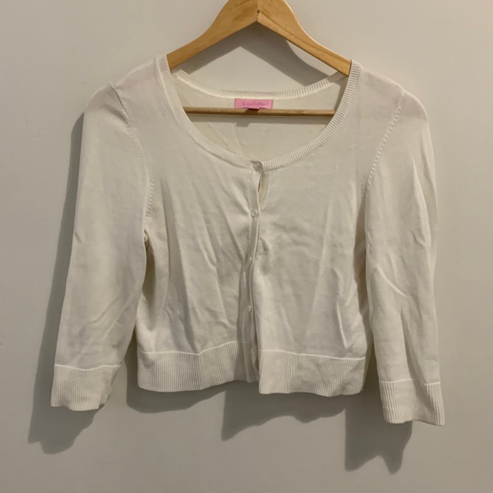 Cream Lily Pulitzer Cropped Lightweight Cardigan